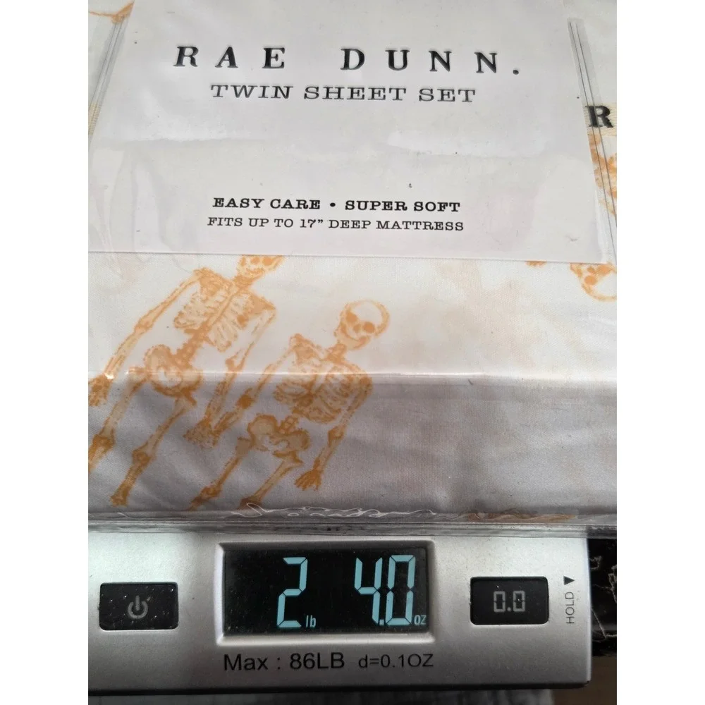 Rae Dunn Twin Sheet Set Halloween Orange Skeleton Together Forever New